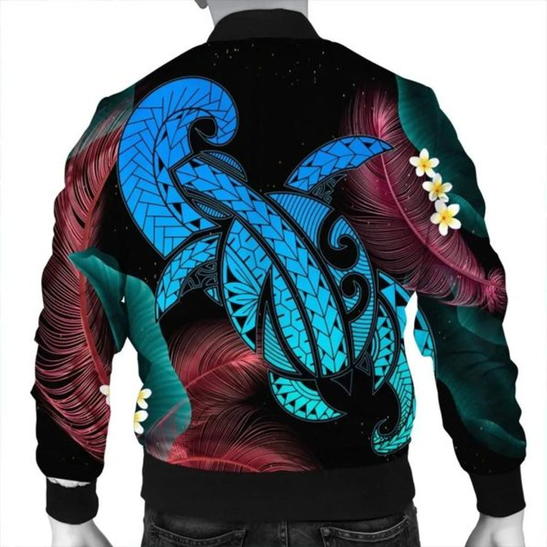 FUNSTUFFPRINT Hawaii Turtle Polynesian Tropical Bomber Jacket - Ghia Style - AH - R Bomber Jacket