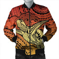 FUNSTUFFPRINT Hawaii Turtle Wave Bomber Jacket - News Style Yellow - AH - R Bomber Jacket