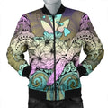 FUNSTUFFPRINT Hawaii Turtle Wave Polynesian Bomber Jacket - Hey Style Yellow - AH - R Bomber Jacket