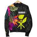 FUNSTUFFPRINT Hawaii Women's Bomber Jacket - Hibiscus Polynesian Pattern - Bomber Jacket