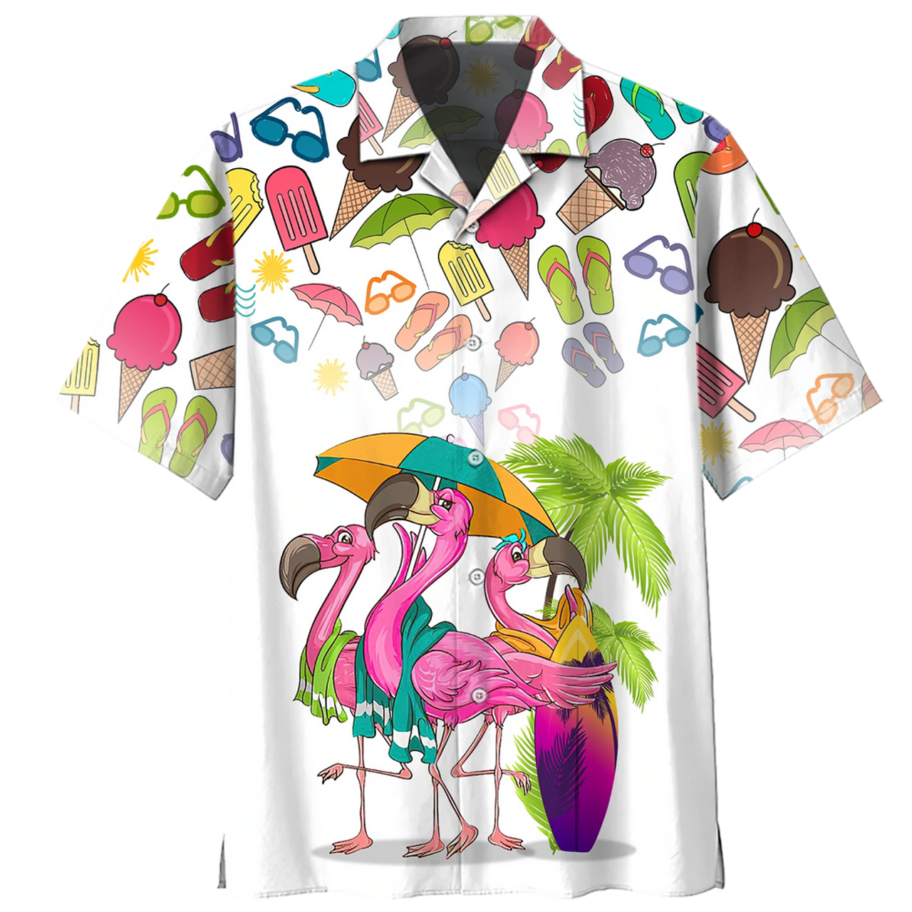 Summer Flammingo beach hippie Hawaiian shirt