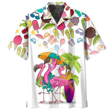 Summer Flammingo beach hippie Hawaiian shirt