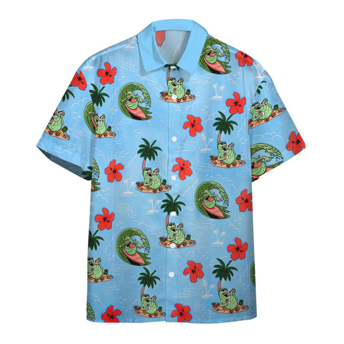 3D Ghostbusters Slimer Ugly Hawaii Vibe Custom Hawaiian Shirt, Hawaiian Shirts for Men Short Sleeve Aloha Beach Shirt