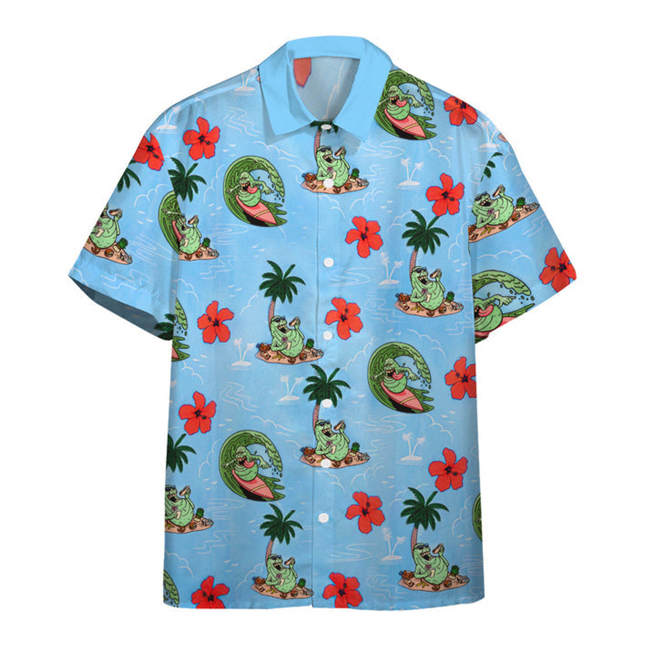 3D Ghostbusters Slimer Ugly Hawaii Vibe Custom Hawaiian Shirt, Hawaiian Shirts for Men Short Sleeve Aloha Beach Shirt