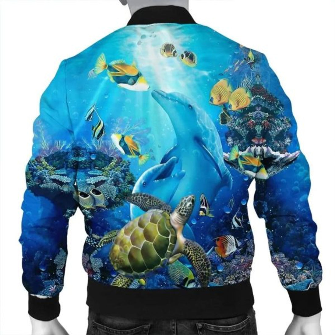 FUNSTUFFPRINT Hawaiian Animal Ocean Bomber Jacket - AH - Bomber Jacket