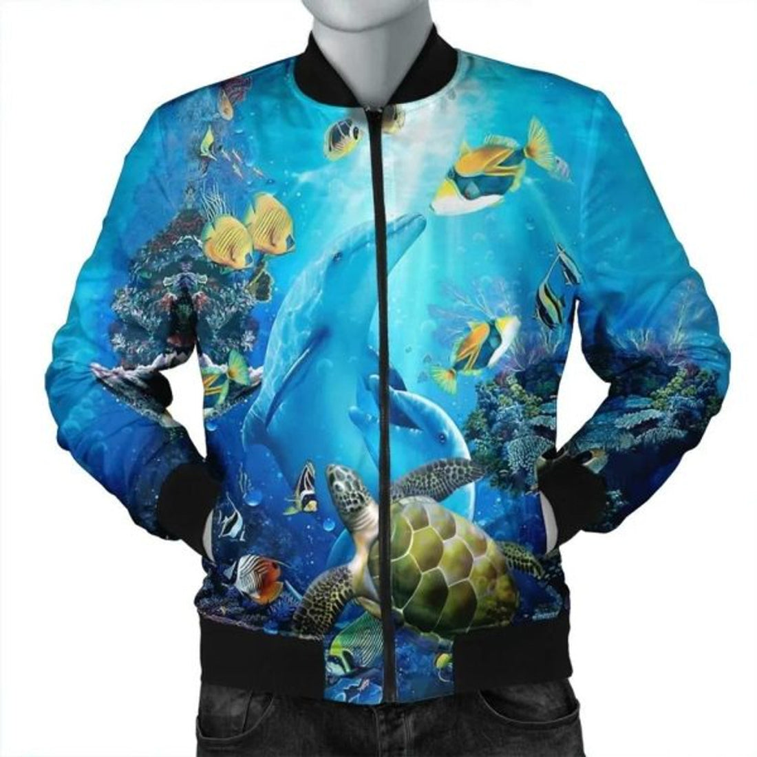FUNSTUFFPRINT Hawaiian Animal Ocean Bomber Jacket - AH - Bomber Jacket