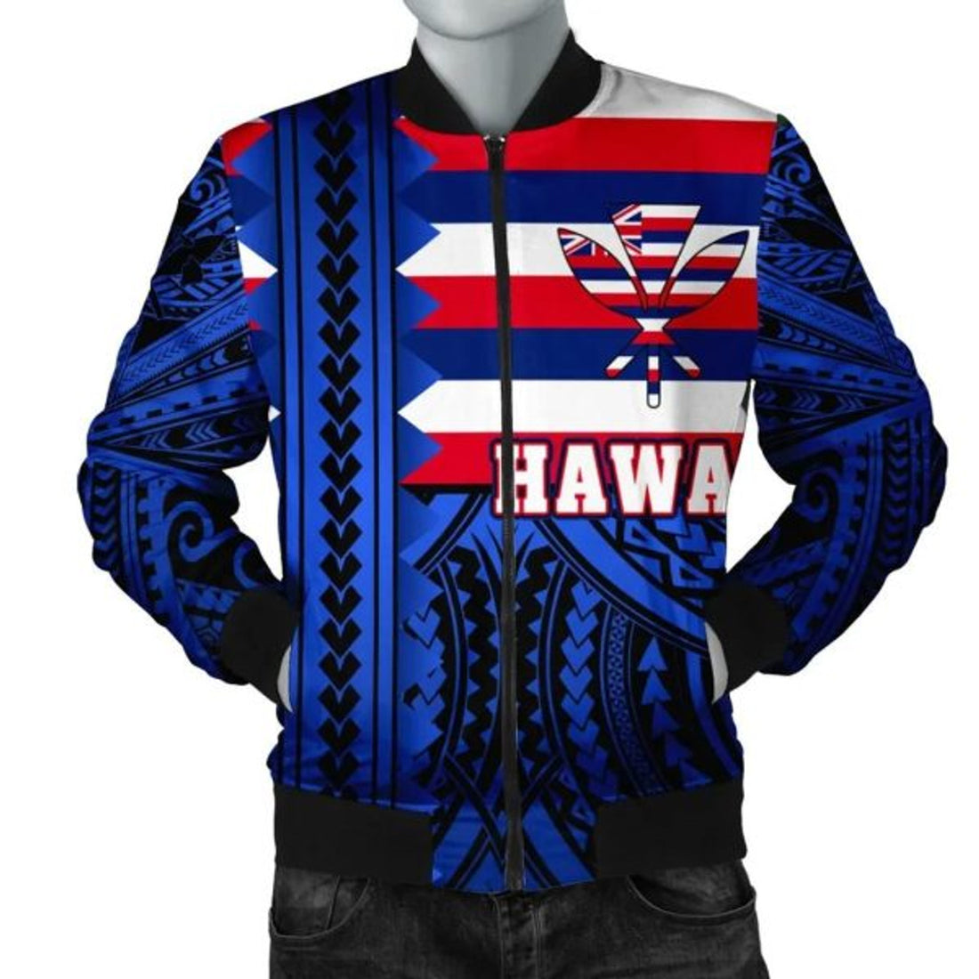 FUNSTUFFPRINT Hawaiian Flag Bomber Jacket - Speaka Style - AH - JC Bomber Jacket