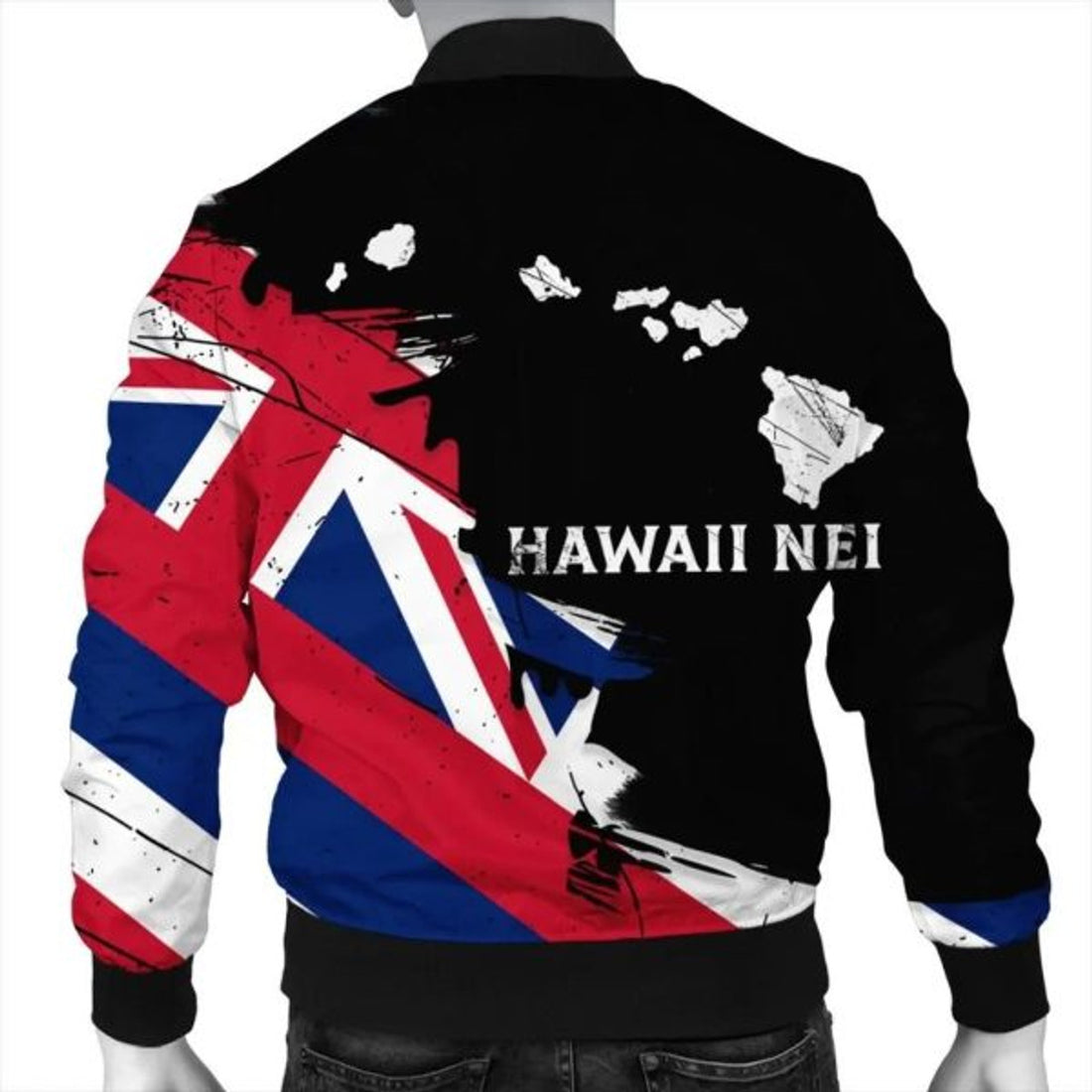 FUNSTUFFPRINT Hawaiian Flag Hawaii Map Nei Polynesian Bomber Jacket - Classic Style - R Bomber Jacket