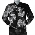 FUNSTUFFPRINT Hawaiian Hammerhead Shark Hibiscus White Polynesian Bomber Jacket - AH - R Bomber Jacket