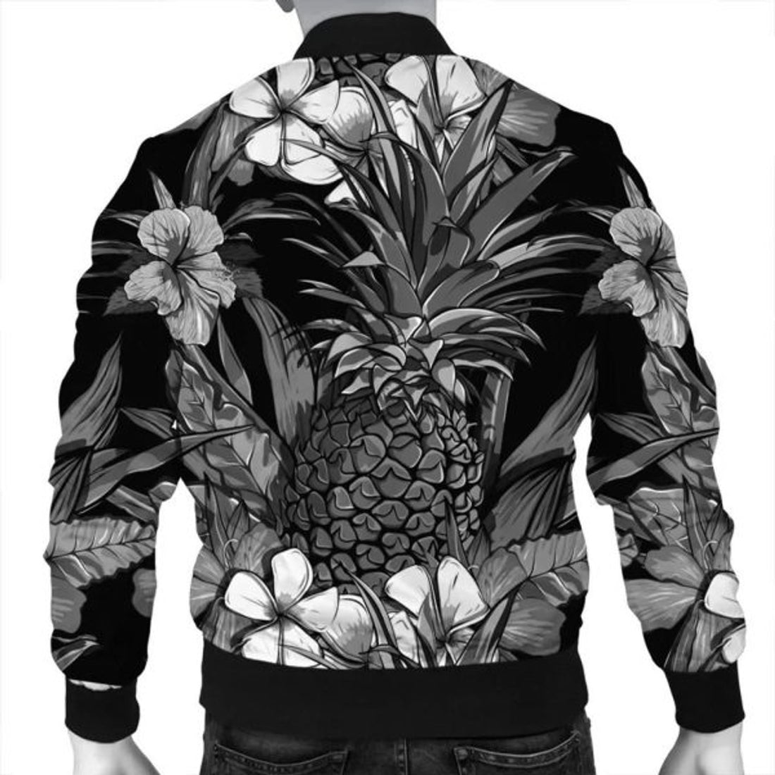 FUNSTUFFPRINT Hawaiian Hibiscus Plumeria And Pineapple Polynesian Bomber Jacket - AH - Bomber Jacket