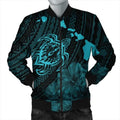 FUNSTUFFPRINT Hawaiian Hibiscus Sea Turtle Swim Polynesian Bomber Jacket