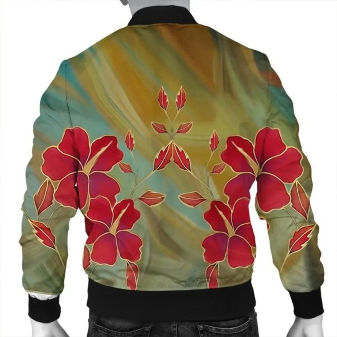FUNSTUFFPRINT Hawaiian Hibiscus Water Color Bomber Jacket - AH - JR Bomber Jacket