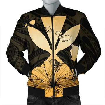 FUNSTUFFPRINT Hawaiian Kanaka Bomber Jacket Hibiscus Polynesian Love - AH - JR Bomber Jacket