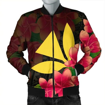 FUNSTUFFPRINT Hawaiian Kanaka Plumeria Polynesian Bomber Jacket - AH - R