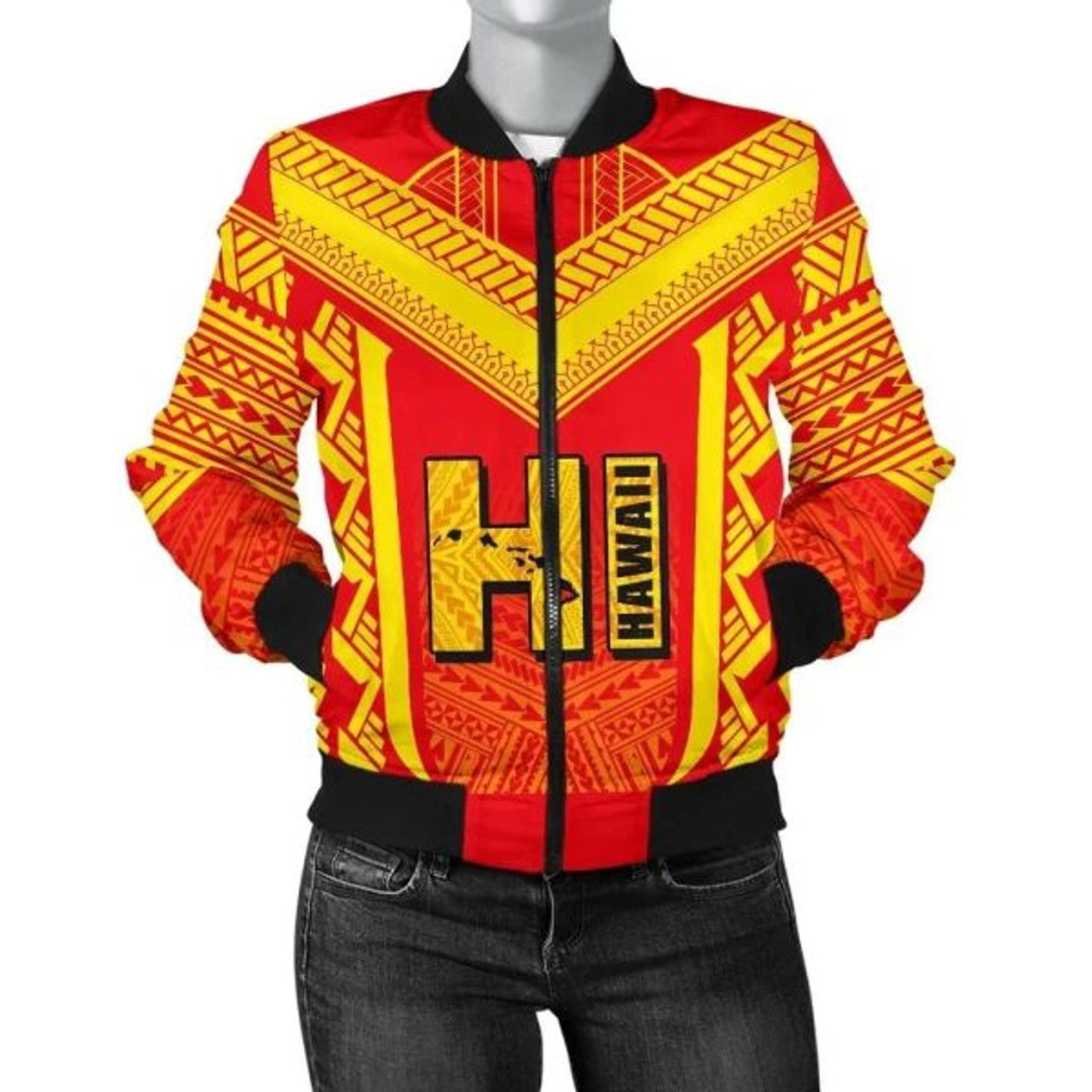 FUNSTUFFPRINT Hawaiian Kanaka Polynesian Women's Bomber Jacket Active