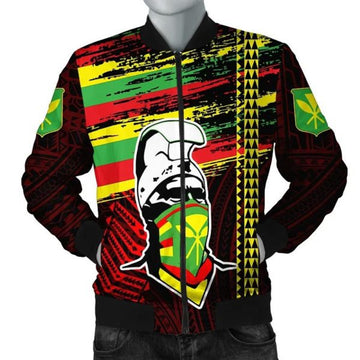 FUNSTUFFPRINT Hawaiian King Kamehameha Kanaka Maoli Strong Bomber Jacket - AH - Bomber Jacket