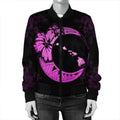 FUNSTUFFPRINT Hawaiian Map Hibiscus Turtle Polynesian Moon Bomber Jacket