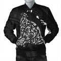 FUNSTUFFPRINT Hawaiian Map Manta Ray White Polynesian Bomber Jacket - AH - R Bomber Jacket