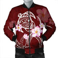 FUNSTUFFPRINT Hawaiian Map Plumeria Turtle Swim Polynesian Bomber Jacket - AH - R Bomber Jacket