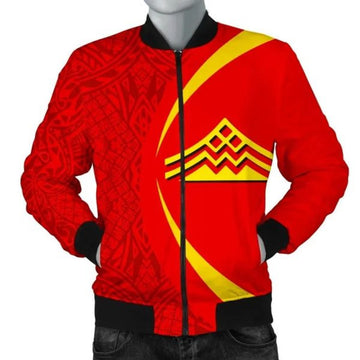 FUNSTUFFPRINT Hawaiian Mauna Kea Polynesian Men's Bomber Jacket - Circle Style - Black - AH - Bomber Jacket