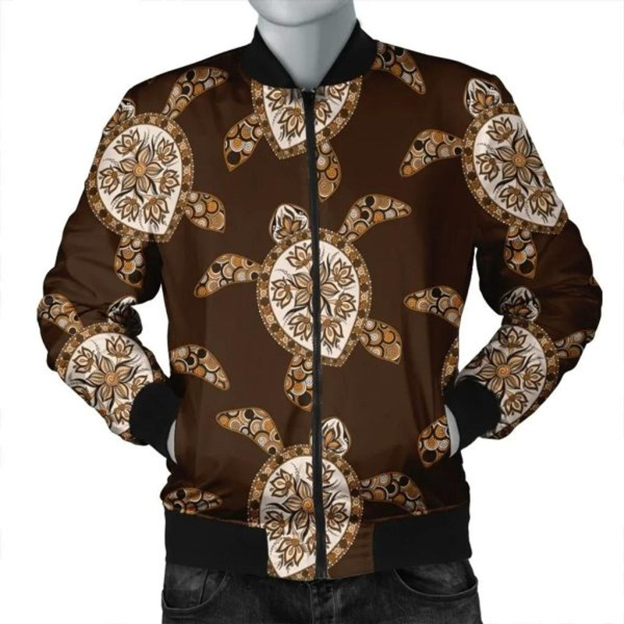 FUNSTUFFPRINT Hawaiian Old School Turtle Bomber Jacket - AH - JR Bomber Jacket