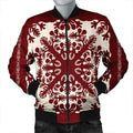 FUNSTUFFPRINT Hawaiian Palm Tree Quilt Tradition Red Bomber Jacket - AH - JR Bomber Jacket