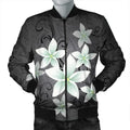FUNSTUFFPRINT Hawaiian Plumeria Polynesian Bomber Jacket - Gray - AH - R Bomber Jacket