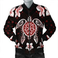 FUNSTUFFPRINT Hawaiian Reddie Turtle Plumeria Bomber Jacket AH - R Bomber Jacket