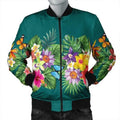 FUNSTUFFPRINT Hawaiian Tropical Strelitzia Plumeria Orchids Hibiscus Polynesian Bomber Jacket - AH - JR Bomber Jacket