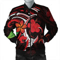 FUNSTUFFPRINT Hawaiian Turtle Hibiscus And Plumeria Flower Polynesian Bomber Jacket - AH - R Bomber Jacket