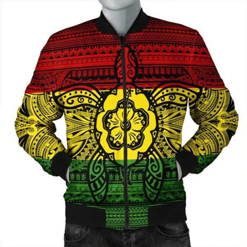 FUNSTUFFPRINT Hawaiian Turtle Polynesian Tribal Bomber Jacket Reggae AH - R Bomber Jacket