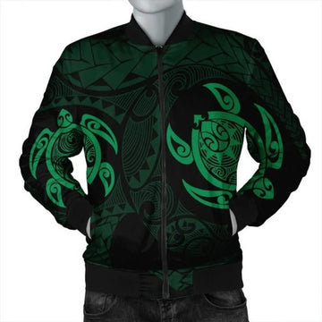 FUNSTUFFPRINT Hawaiian Two Turtle Polynesian Bomber Jacket