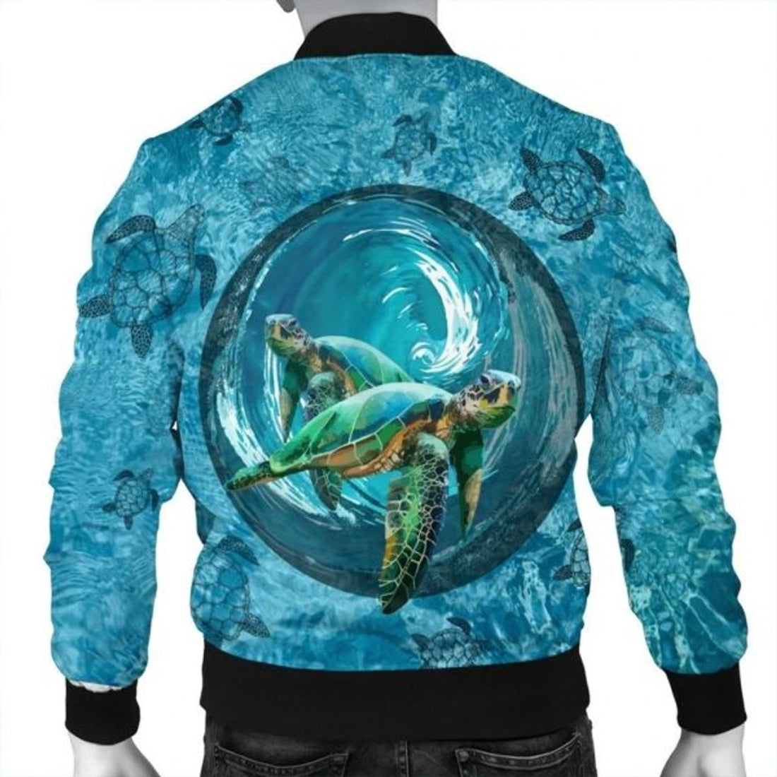 FUNSTUFFPRINT Hawaiian Whirlpool Turtle Polynesian Bomber Jacket - AH - Bomber Jacket