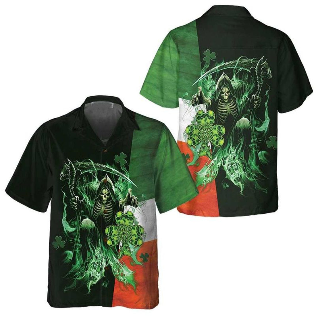 Hawaiian Aloha Shirts St Patrick's Day Irish Grim Reaper