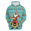FUNSTUFFPRINT 3D Hawaiian Christmas Santa Claus All Over 3D Hoodie and Zip Hoodie