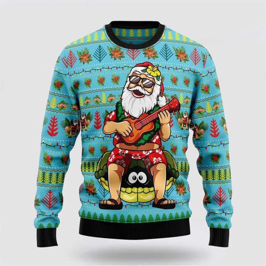 FUNSTUFFPRINT Hawaiian Christmas Santa Claus Ugly Christmas Sweater For Men And Women, Best Gift For Christmas, The Beautiful Winter Christmas Outfit Ugly Sweater