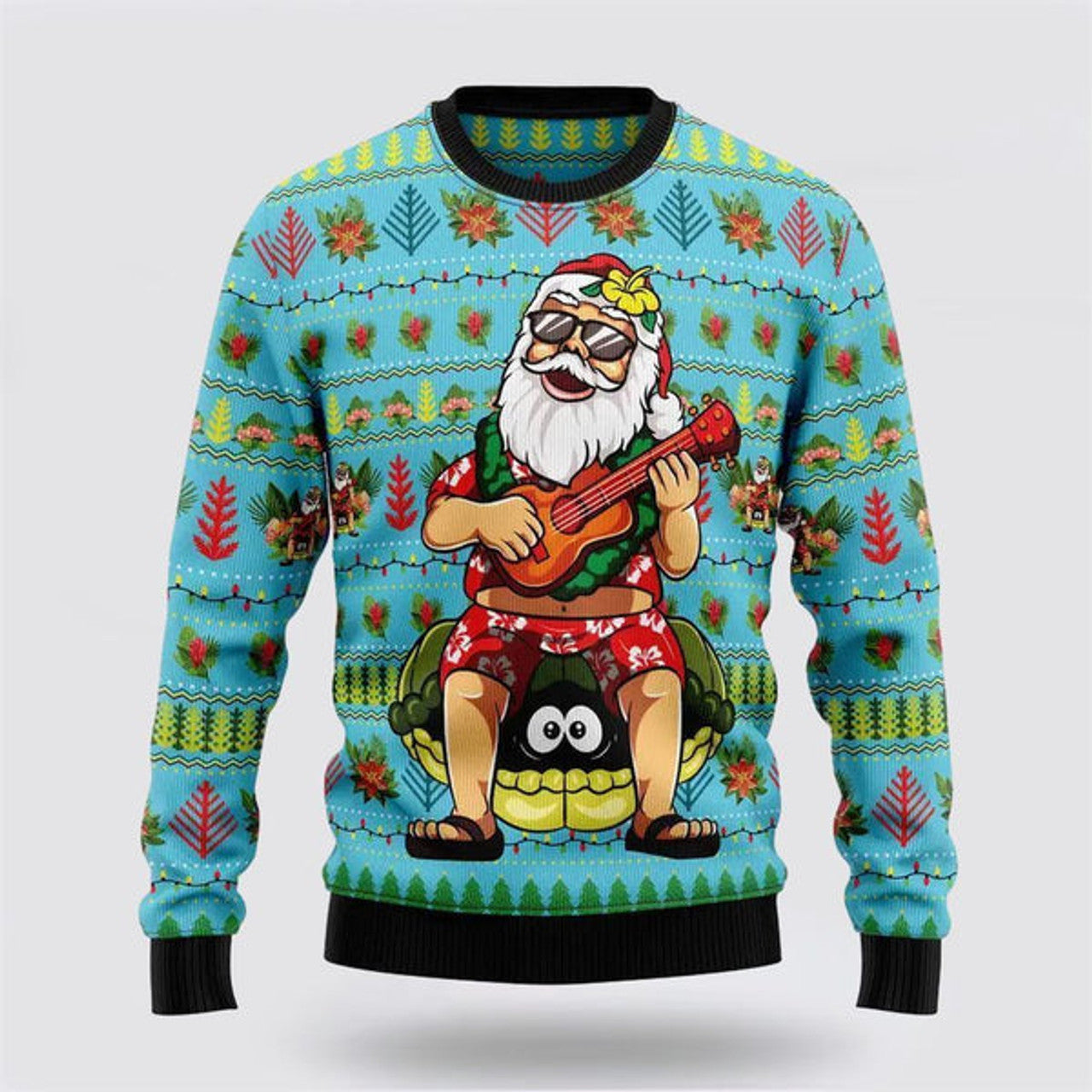 FUNSTUFFPRINT Hawaiian Christmas Santa Claus Ugly Christmas Sweater For Men And Women, Best Gift For Christmas, The Beautiful Winter Christmas Outfit Ugly Sweater