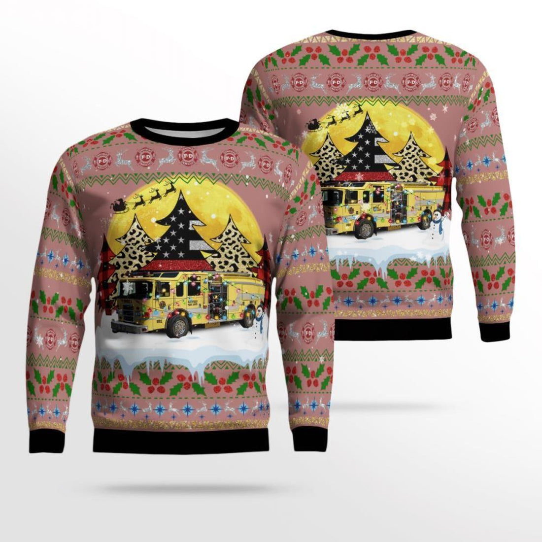 FUNSTUFFPRINT Hayfield Fire Department 3D Ugly Christmas Sweater – Christmas Gifts For Firefighters Ugly  Sweater