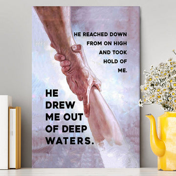 He Drew Me Out Of Deep Water Jessus Canvas Wall Art - Christian Wall Canvas - Religious Canvas Prints