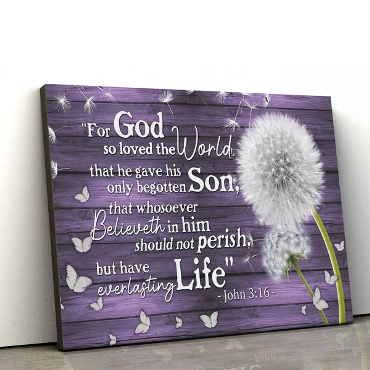 He Gave His Only Son Christian Wall Decor - John 3 16 Framed Canvas Art