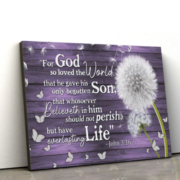 He Gave His Only Son Christian Wall Decor - John 3 16 Framed Canvas Art
