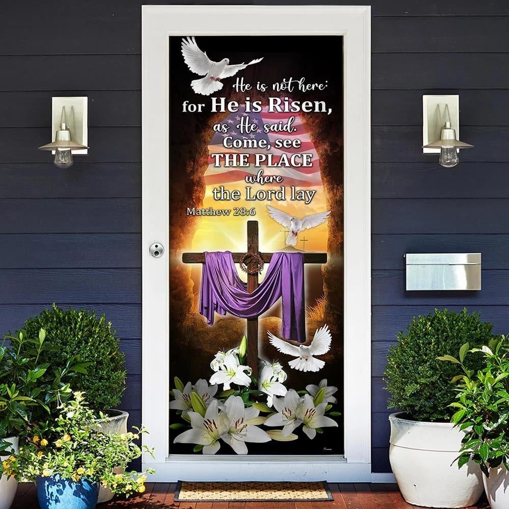 He Is Not Here For He Is Risen Door Cover, Easter Jesus Door Cover, Christian Door Decor, Door Christian Church, Christian Door Plaques