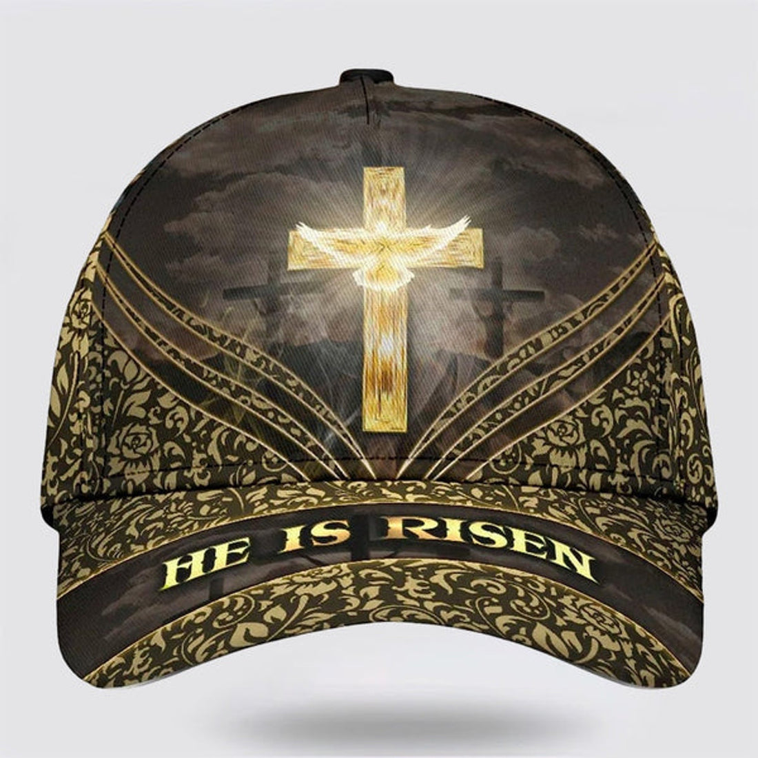 FUNSTUFFPRINT He Is Risen Cross Baseball Cap - Christian Hats for Men and Women
