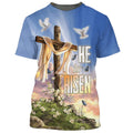 FUNSTUFFPRINT He Is Risen Cross Dove Easter Lily 3D All Over Printed Shirt for Men and Women 3D T-shirt