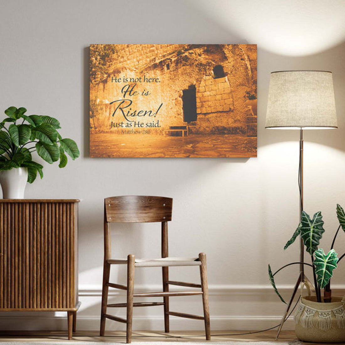 He Is Risen Garden Tomb - Large Gallery Wrapped Canvas Art