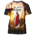 FUNSTUFFPRINT He Is Risen Jesus 3D All Over Printed Shirt for Men and Women 3D T-shirt