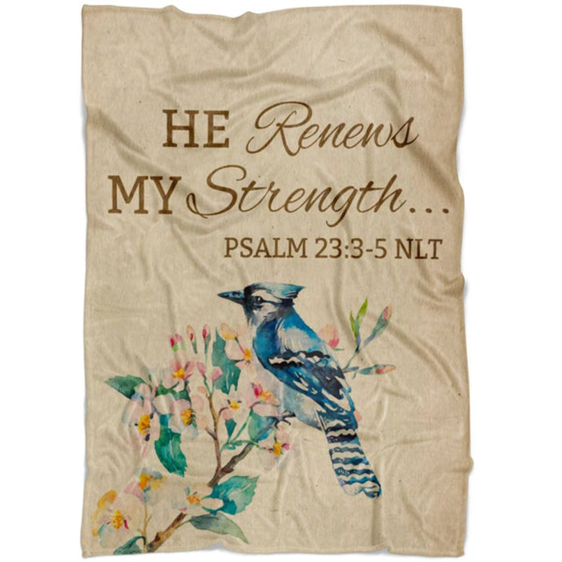 FUNSTUFFPRINT He Renews My Strength Psalm 233-5 Nlt Fleece Blanket - Christian Blanket - Bible Verse Blanket