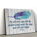 He Will Cover You With His Feathers Psalm 914 Bible Verse Wall Art Canvas - Christian Art Gift