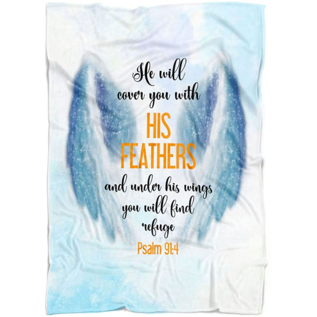 FUNSTUFFPRINT He Will Cover You With His Feathers Psalm 914 Fleece Blanket - Christian Blanket - Bible Verse Blanket