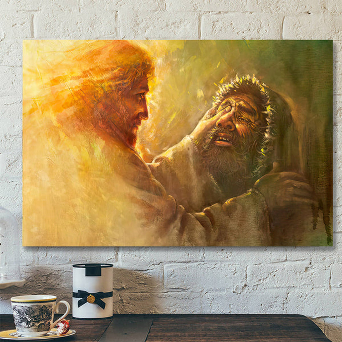 Healing The Blind Man Canvas - Jesus Heals Man Pictures - Jesus Wall Art - Religious Poster - Christian Canvas - Gift For Christian 